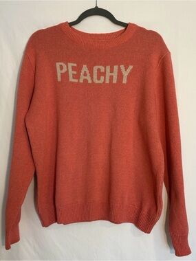Town Pride Women Size L “Peachy” Long Sleeve Sweater Coral Pink